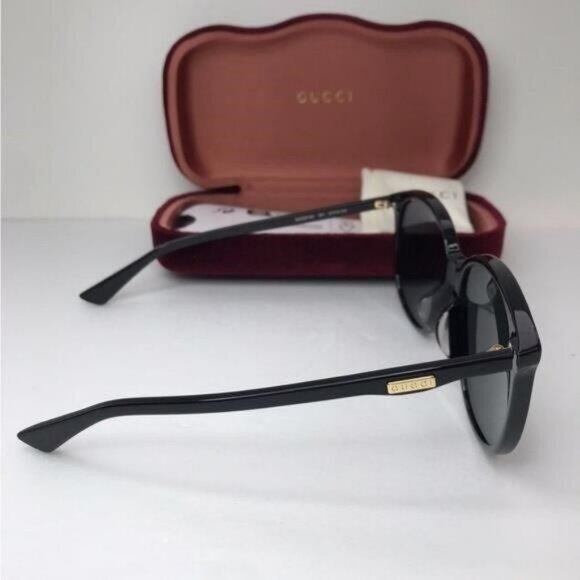 Authentic GUCCI WOMENS ROUND/OVAL SHINY BLACK FASHION DESIGNER EYEWEAR - Picture 7 of 13